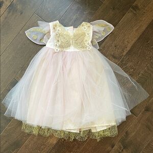 Pottery Barn Kids Fairy Princess Dress with Gold and Pink Tulle